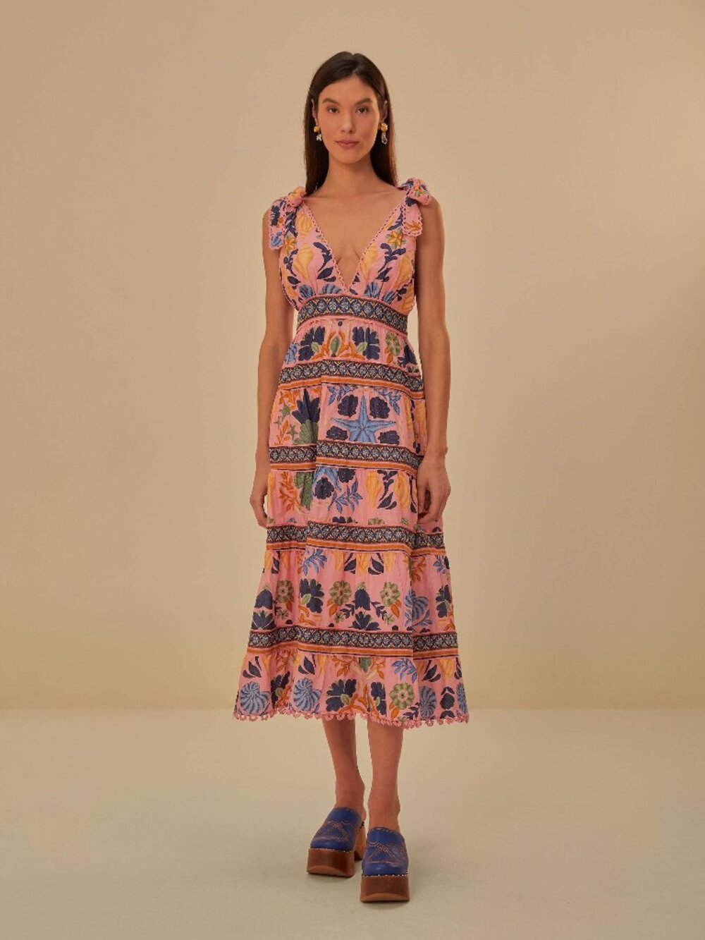 Pink Seashell Tapestry Midi Dress
